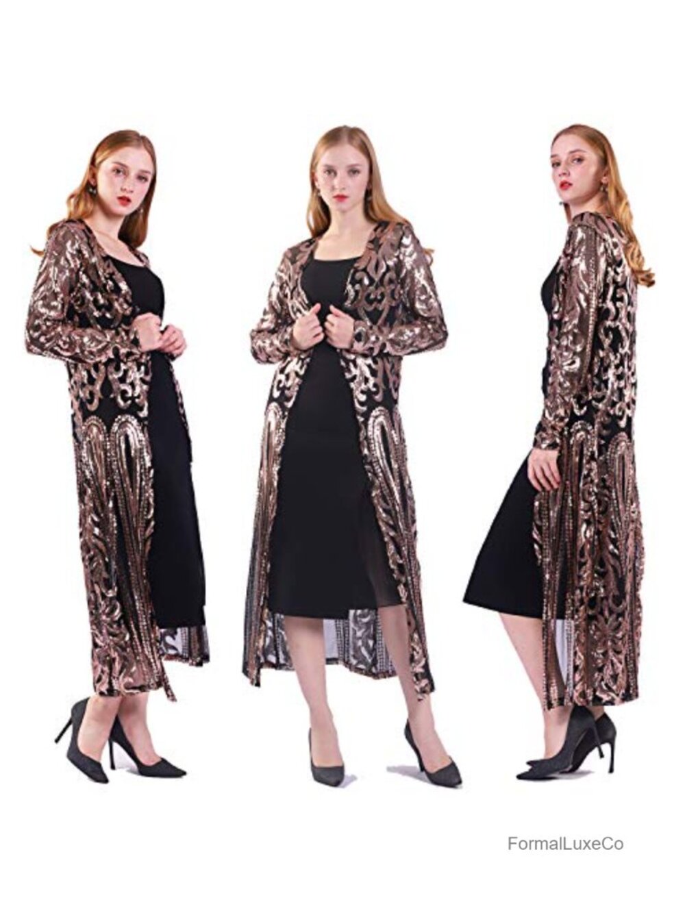 Glitter Sequin Cardigan Long Sleeve Sparkle Duster Party Cover Up